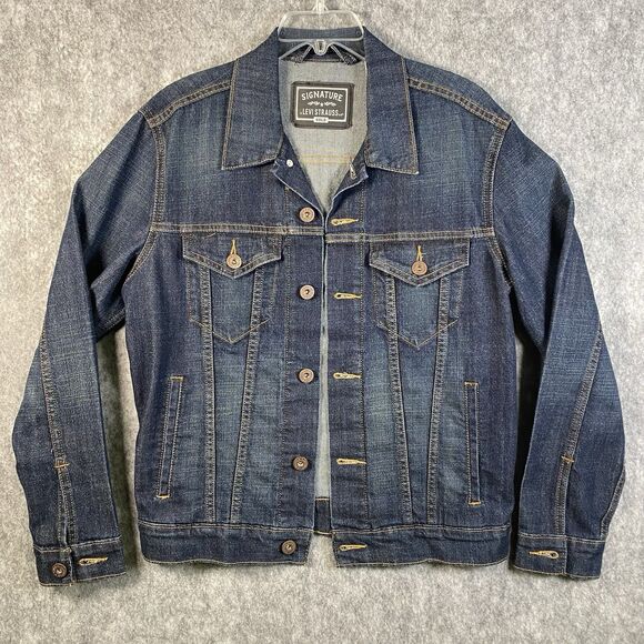 Signature by Levi Strauss Black Label Blue Denim Men's Trucker Jacket Size Small - Picture 1 of 13